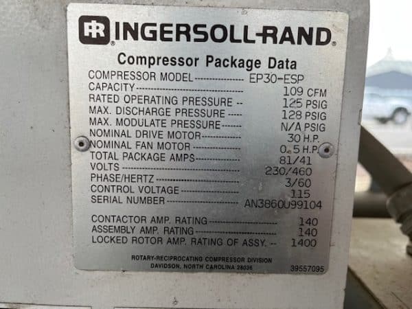 INGERSOLL-RAND COMPRESSOR EP30-ESP - Image 5